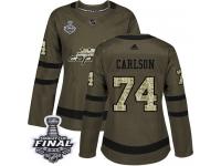 Women's Adidas Washington Capitals #74 John Carlson Green Authentic Salute to Service 2018 Stanley Cup Final NHL Jersey
