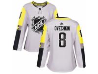 Women's Adidas Washington Capitals #8 Alex Ovechkin Authentic Gray 2018 All-Star Metro Division NHL Jersey