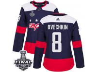 Women's Adidas Washington Capitals #8 Alex Ovechkin Navy Blue Authentic 2018 Stadium Series 2018 Stanley Cup Final NHL Jersey