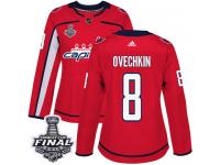 Women's Adidas Washington Capitals #8 Alex Ovechkin Red Home Authentic 2018 Stanley Cup Final NHL Jersey