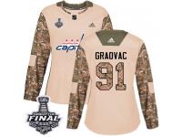 Women's Adidas Washington Capitals #91 Tyler Graovac Camo Authentic Veterans Day Practice 2018 Stanley Cup Final NHL Jersey
