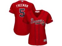Women's Atlanta Braves Freddie Freeman Majestic Scarlet 2019 Alternate Cool Base Player Jersey