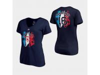 Women's Boston Red Sox 2019 Spring Training #16 Navy Andrew Benintendi V-Neck T-Shirt