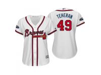Women's Braves 2018 Postseason Home White Julio Teheran Cool Base Jersey