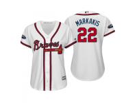 Women's Braves 2018 Postseason Home White Nick Markakis Cool Base Jersey