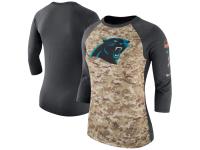 Women's Carolina Panthers Nike Camo Charcoal Salute to Service Legend Three-Quarter Raglan Sleeve T-Shirt