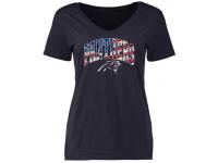 Women's Carolina Panthers Pro Line Navy Banner Wave Slim Fit V-Neck T-Shirt