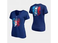 Women's Chicago Cubs 2019 Spring Training #9 Royal Javier Baez V-Neck T-Shirt