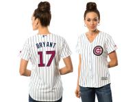 Women's Chicago Cubs Kris Bryant Majestic White Fashion  Stars & Stripes 2016 Independence Day  Cool Base Player Jersey