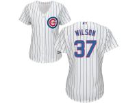 Women's Chicago Cubs Majestic White Home Cool Base #37 Justin Wilson Jersey