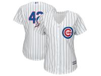 Women's Chicago Cubs Majestic White Royal 2018 Jackie Robinson Day Official Cool Base Jersey