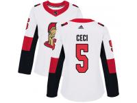 Women's Cody Ceci Authentic White Reebok Jersey NHL Ottawa Senators #5 Away