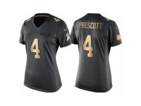 Women's Cowboys #4 Dak Prescott Anthracite Gold Special Edition Salute to Service Jersey