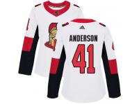 Women's Craig Anderson Authentic White Reebok Jersey NHL Ottawa Senators #41 Away