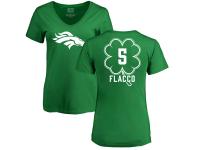 Women's Denver Broncos Joe Flacco NFL Pro Line Kelly Green St. Patrick's Day Name & Number Slim Fit V-Neck T-Shirt