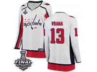 Women's Fanatics Branded Washington Capitals #13 Jakub Vrana White Away Breakaway 2018 Stanley Cup Final NHL Jersey