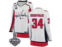 Women's Fanatics Branded Washington Capitals #34 Jonas Siegenthaler White Away Breakaway 2018 Stanley Cup Final NHL Jersey