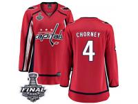 Women's Fanatics Branded Washington Capitals #4 Taylor Chorney Red Home Breakaway 2018 Stanley Cup Final NHL Jersey