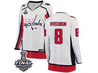 Women's Fanatics Branded Washington Capitals #8 Alex Ovechkin White Away Breakaway 2018 Stanley Cup Final NHL Jersey
