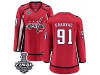 Women's Fanatics Branded Washington Capitals #91 Tyler Graovac Red Home Breakaway 2018 Stanley Cup Final NHL Jersey