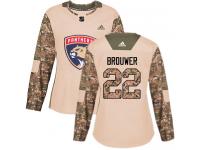 Women's Florida Panthers #22 Troy Brouwer Adidas Camo Authentic Veterans Day Practice NHL Jersey