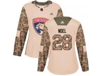 Women's Florida Panthers #28 Serron Noel Adidas Camo Authentic Veterans Day Practice NHL Jersey