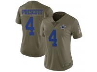 Women's Limited Dak Prescott #4 Nike Olive Jersey - NFL Dallas Cowboys 2017 Salute to Service