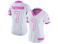 Women's Limited Joe Theismann #7 Nike White Pink Jersey - NFL Washington Redskins Rush Fashion