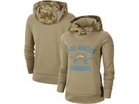 Women's Los Angeles Chargers Nike Khaki 2019 Salute to Service Therma Pullover Hoodie