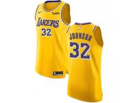 Women's Magic Johnson Authentic Gold Nike Jersey NBA Los Angeles Lakers #32 Icon Edition
