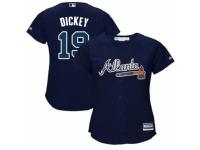 Women's Majestic Atlanta Braves #19 R.A. Dickey Authentic Blue Alternate Road Cool Base MLB Jersey