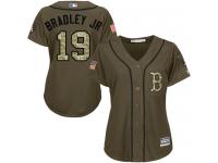 Women's Majestic Boston Red Sox #19 Jackie Bradley Jr Authentic Green Salute to Service MLB Jersey