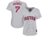 Women's Majestic Boston Red Sox #7 Christian Vazquez Authentic Grey Road MLB Jersey