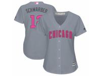 Women's Majestic Chicago Cubs #12 Kyle Schwarber Grey Mother's Day Cool Base MLB Jersey