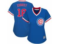 Women's Majestic Chicago Cubs #18 Ben Zobrist Royal Blue Cooperstown MLB Jersey