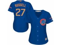 Women's Majestic Chicago Cubs #27 Addison Russell Royal Blue 2017 Gold Champion MLB Jersey