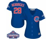 Women's Majestic Chicago Cubs #28 Kyle Hendricks Royal Blue Alternate 2016 World Series Champions Cool Base MLB Jersey