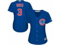 Women's Majestic Chicago Cubs #3 David Ross Royal Blue Alternate MLB Jersey