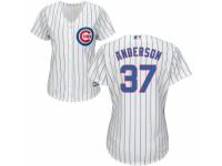 Women's Majestic Chicago Cubs #37 Brett Anderson Cool Base White Home Cool Base MLB Jersey