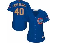 Women's Majestic Chicago Cubs #40 Willson Contreras Royal Blue 2017 Gold Champion MLB Jersey