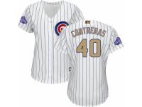 Women's Majestic Chicago Cubs #40 Willson Contreras White 2017 Gold Program MLB Jersey