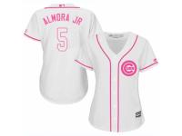 Women's Majestic Chicago Cubs #5 Albert Almora Jr White Fashion MLB Jersey