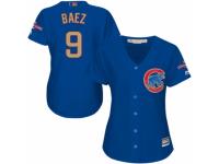 Women's Majestic Chicago Cubs #9 Javier Baez Royal Blue 2017 Gold Champion MLB Jersey