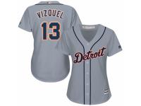 Women's Majestic Detroit Tigers #13 Omar Vizquel Authentic Grey Road Cool Base MLB Jersey
