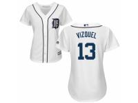 Women's Majestic Detroit Tigers #13 Omar Vizquel Authentic White Home Cool Base MLB Jersey