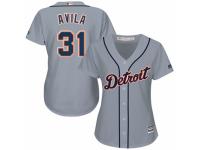 Women's Majestic Detroit Tigers #31 Alex Avila Authentic Grey Road Cool Base MLB Jersey