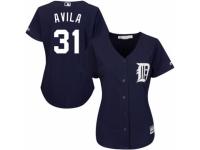 Women's Majestic Detroit Tigers #31 Alex Avila Authentic Navy Blue Alternate Cool Base MLB Jersey