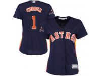 Women's Majestic Houston Astros #1 Carlos Correa Authentic Navy Blue Alternate 2017 World Series Champions Cool Base MLB Jersey