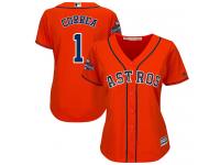 Women's Majestic Houston Astros #1 Carlos Correa Authentic Orange Alternate 2017 World Series Champions Cool Base MLB Jersey