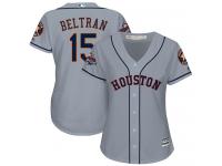 Women's Majestic Houston Astros #15 Carlos Beltran Authentic Grey Road 2017 World Series Champions Cool Base MLB Jersey